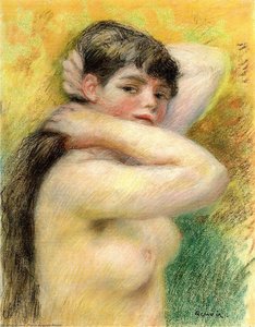 Nude Arranging Her Hair — Pierre-auguste Renoir