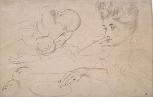 Sheet Of Studies, Woman, Child — Paul César Helleu