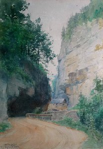 Chemin Et Maison Dans Une Gorge — Delphin Enjolras