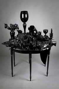 Candlesticks, Books, Flowers And Fruit — Beth Lipman, Contemporary Still Life