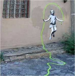 Jumping Girl — Banksy