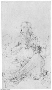 Zeichnung Aus Dem ''tarot'' Die Muse Thalia — Albrecht Dürer, Nordische Renaissance