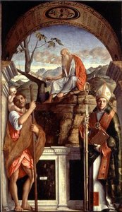 St. Jerome, St. Christopher And St. Augustine — Giovanni Bellini