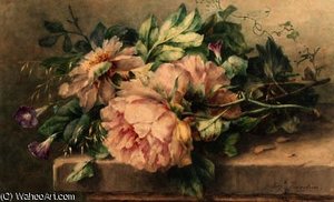 A Still Life With Peonies And Morning Glory — Margaretha Roosenboom