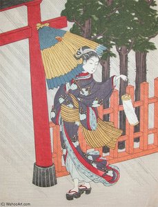 Bijin In Rain — Suzuki Harunobu