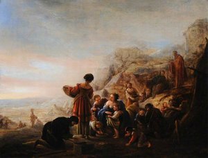 The Israelites Gathering Manna In The Wilderness
