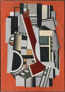 Mechanical Elements On Red Background — Fernand Léger, Geometric Abstraction