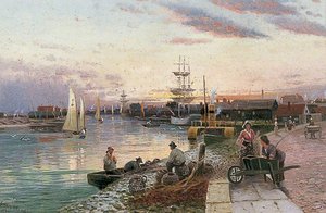 Fishermen beside a River Mouth