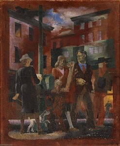 Scenes of New York Greenwich Village (mural study, Madison Square Postal Station, New York City)
