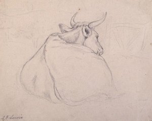 Study Of A Cow Lying Down, Viewed From The Back — John Frederick Lewis