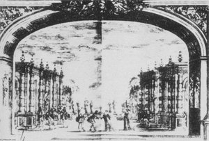 View Of Proscenium Arch And Stage Decor For The Play Mirame — Stefano Della Bella