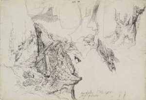 Study For `gordale Scar'. Details Of Rocks Near Waterfall — James Ward