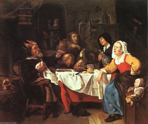 The Bean Feast, Canvas, Pinakothek At Munich. — Gabriel Metsu