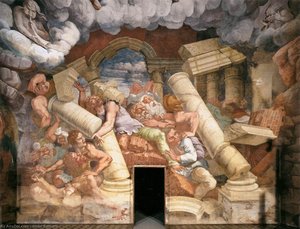 View Of The Sala Dei Giganti (north Wall) — Giulio Romano