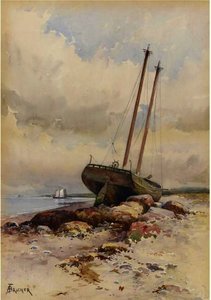 Schooner High And Dry — Alfred Thompson Bricher