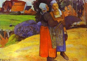 Two Breton Women On The Road — Eugène Henri Paul Gauguin, Post-impressionism