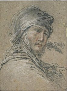 Man's Head, Wearing A Turban, Three-quarters To The Right — Salvador Rosa