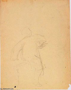 Sketch Of A Figure Seen In The Mantle From Behind — Albin Egger Lienz