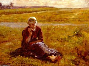 Afternoon Repast — Jules Adolphe Aimé Louis Breton, Realism