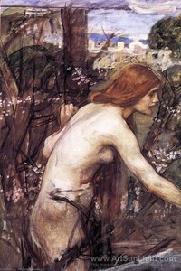 Woman Picking Flowers — John William Waterhouse, Pre-raphaelite Romanticism