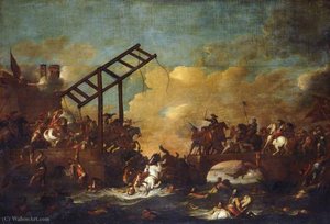 A Battle Scene With A Bridge — Jacques Courtois
