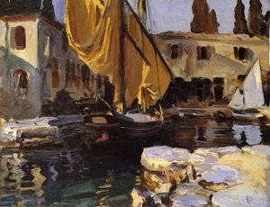Boat With The Golden Sail, San Vigilio — John Singer Sargent, Academic Realism