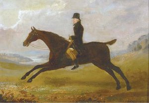 A Gentleman On A Bay Hunter In An Extensive Landscape — John Nost Sartorius