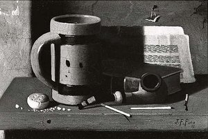 Tankard, Pipe, Matches And Biscuit, (painting) — John Frederick Peto
