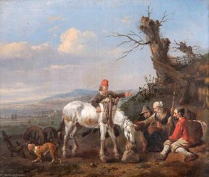 Landscape With Travellers Resting And A Couple On Horseback — Jan Jansz Wijnants