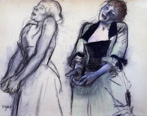 Two Studies For 'music Hall Singers' — Edgar Degas, Impressionistic Study