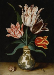 Still Life Of Four Tulips In A Wan-li Porcelain Vase — Ambrosius The Elder Bosschaert