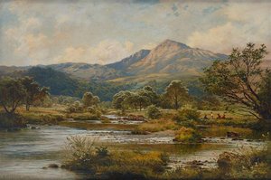 A Fine Summers Day In A Welsh Valley — R.a Benjamin Williams Leader