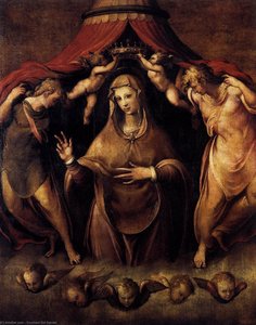 Coronación De La Virgen Con Ángeles — Cecchino Del Salviati, Elegant Mannerist