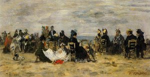 Beach Scene At Trouville — Eugène Louis Boudin, Impressionism