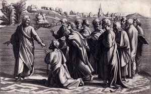 Christ Making Peter Head Of The Church — Diana Scultori Ghisi, Renaissance Engraving