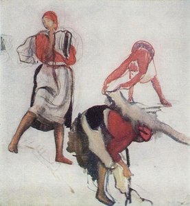 Study For Painting ''canvas Whitening'' — Zinaida Serebriakova