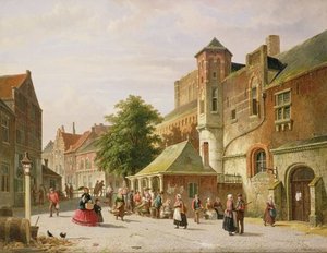 A Street Scene In Amsterdam — Adrianus Eversen