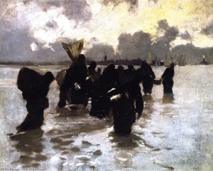 Oyster Gatherers Returning (also Known As Mussel Gatherers) — John Singer Sargent, Contemporary Realism