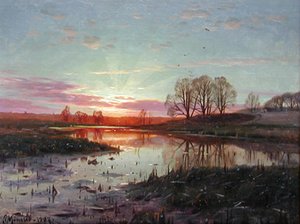 Evening At Naesbyholm — Peder Mørk Mønsted