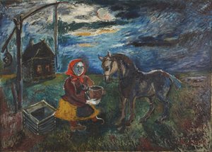 Woman With Horse — David Davidovich Burliuk