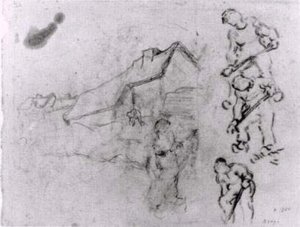 Sketches Of A Cottage And Figures — Vincent Willem Van Gogh, Post-impressionism