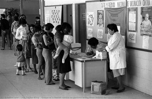 Queue at a health centre as parents bring their babies for vaccination