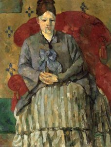 Madame Cézanne I Röd Fåtölj,1877, Boston Museum Of F — Paul Cézanne, Post-impressionist Style