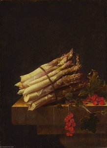 Still Life With Asparagus And Red Currants — After Adriaen Coorte