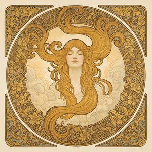 Gilded Serenity: The Amber Muse — Isabelle Michel, Art Nouveau