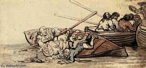 Capsizing The Launch — Thomas Rowlandson