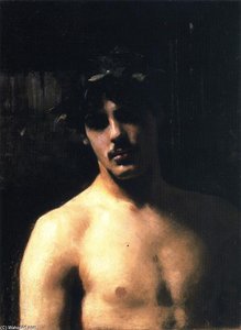 A Male Model With A Wreath Of Laurel — John Singer Sargent