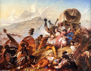Depiction Of A Zulu Attack On A Boer Camp — Thomas Baines, Realism