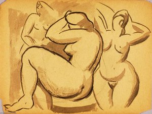 Three Female Nudes — Carl Newman, Cubism