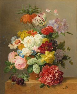 Still Life With Roses, Peonies, Tulips, Narcissi, Convulvulus — Arnoldus Bloemers